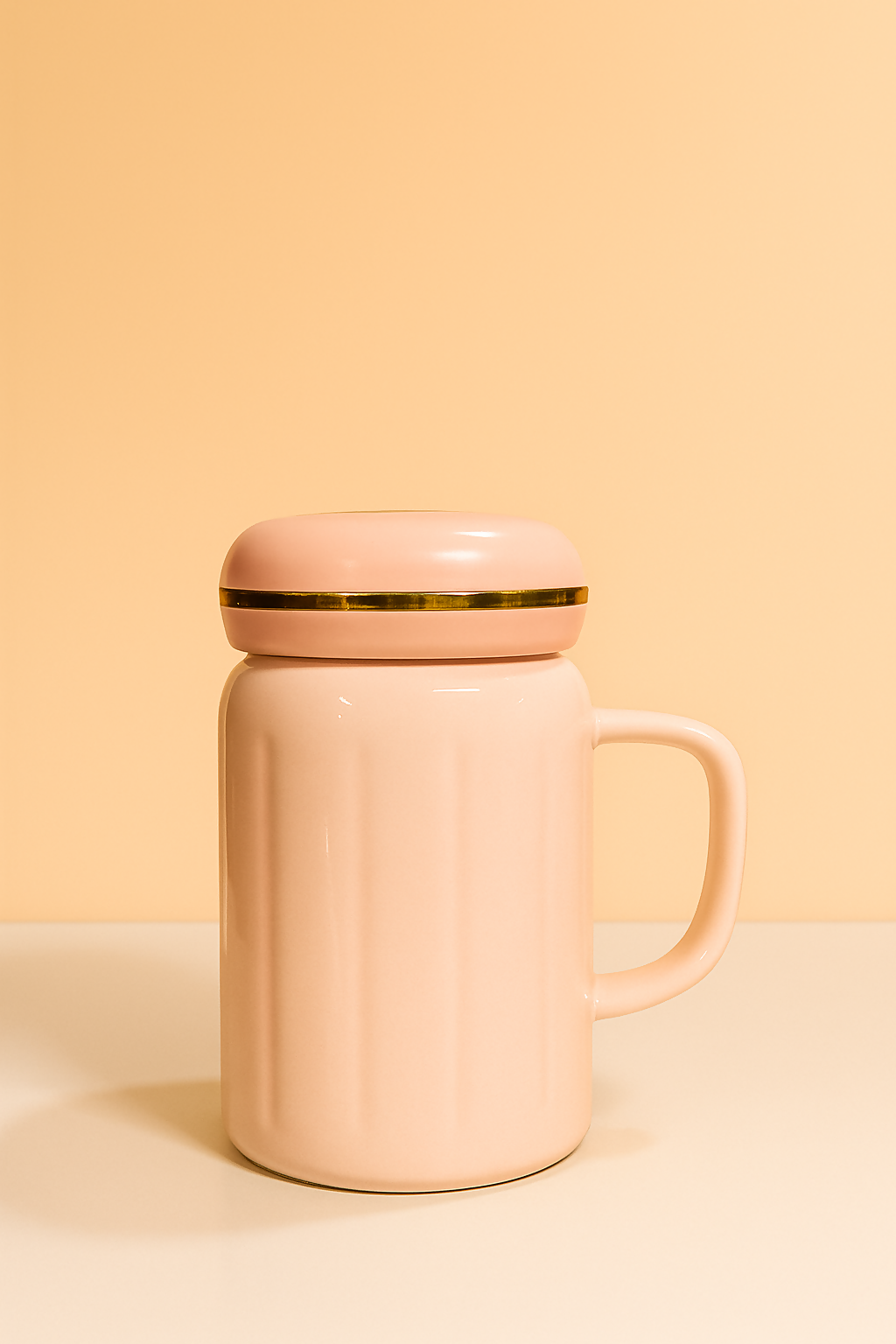 Mrs Always Right Ceramic Mug with Lid – Pink Glossy Coffee Mug with Golden Accent and Red Lips Print – 350ml Stylish Gift Mug for Wife, Girlfriend, or Her