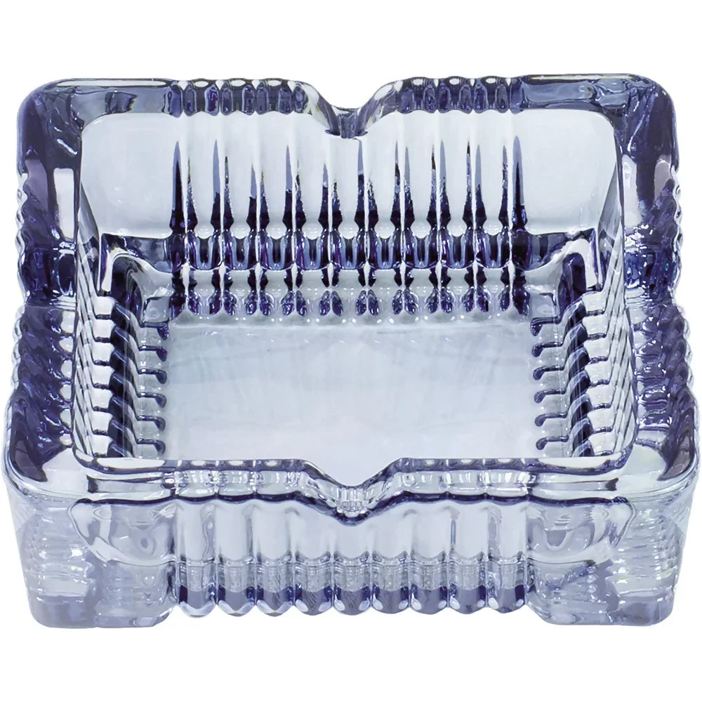 Premium Heavy Duty Crystal Glass Ashtray for Home, Office, or Outdoor Use – Classic Square Design with Deep Grooves and Elegant Cut Pattern – Ideal Gift for Smokers, Bars, and Lounge Decor