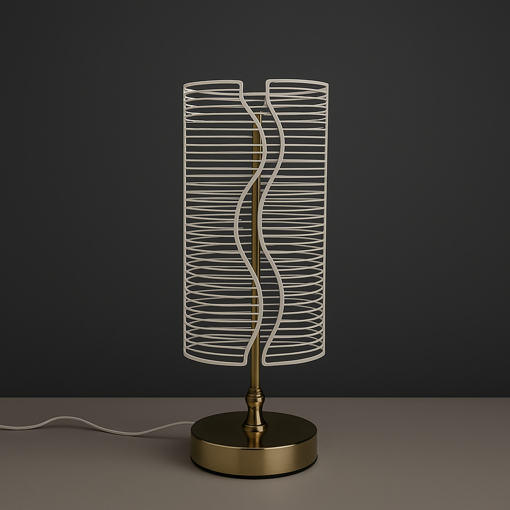 HOME DECOR Modern 3D Optical Illusion LED Table Lamp with Wavy Geometric Design  – Touch Sensor Light with Warm White Glow