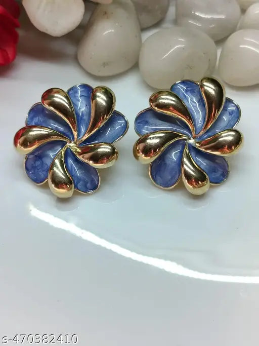 Partywear Goldplated Studs with Different Colour Stonework