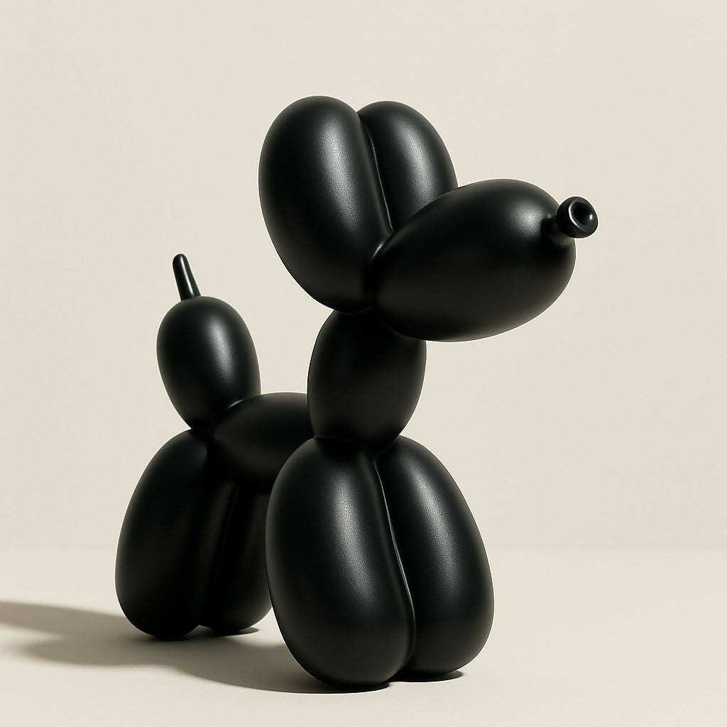 HOME DECOR Modern Matte Black Balloon Dog Sculpture Showpiece | Resin Decorative Figurine for Home, Office, Living Room, Shelf, Tabletop & Gifting