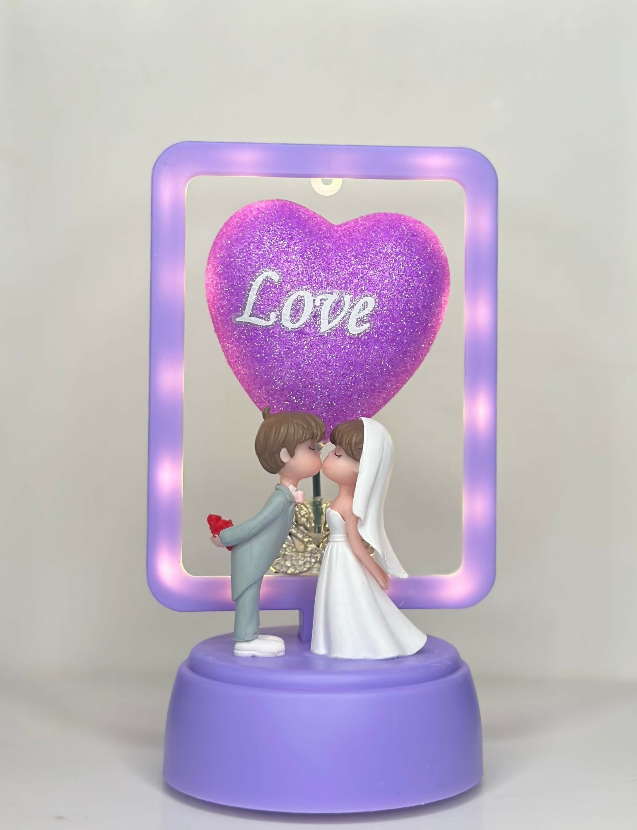 Wedding Love LED Showpiece Creative Love Couple Light Gift Set, Anniversary Christmas New Year Valentine's Decorative Showpiece