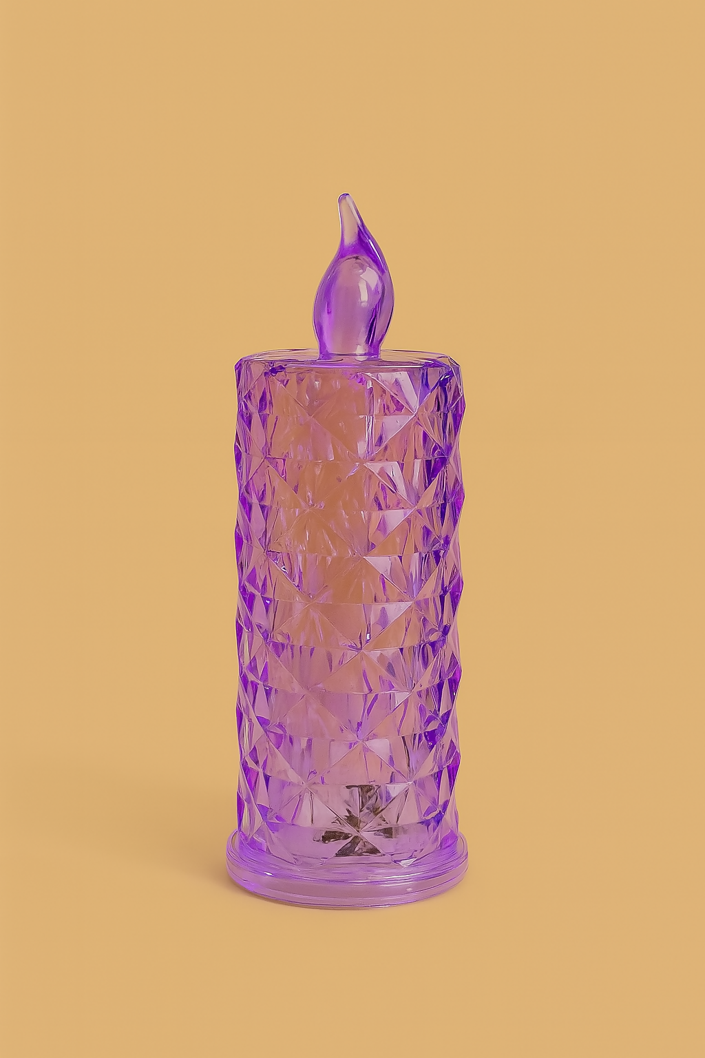 Elegant Purple Crystal LED Flameless Candle Light – Diamond Cut Glass Flame Design | USB Rechargeable Decorative Night Lamp for Home, Bedroom, Parties, Gift & Festive Decor