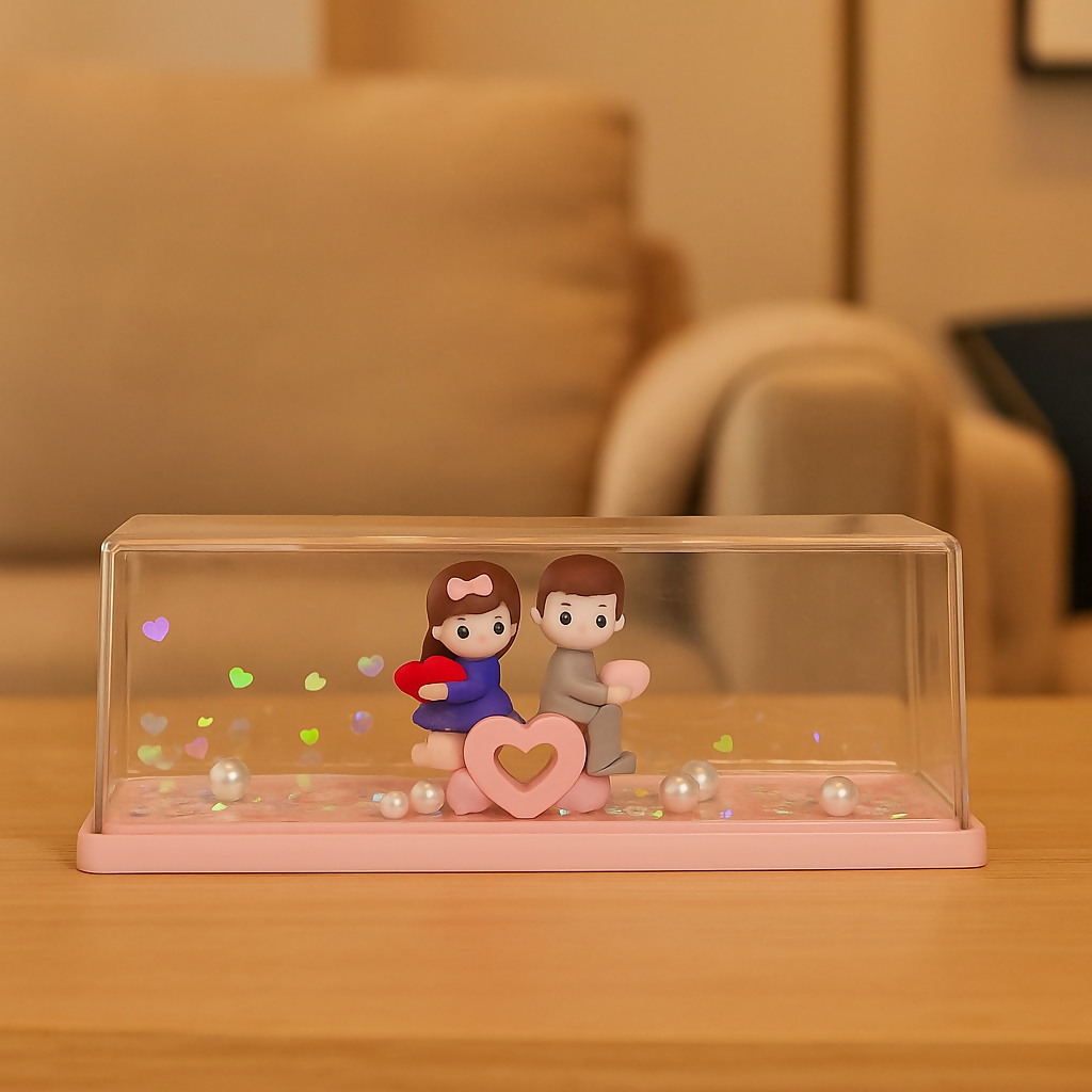 paper weight Romantic Couple Figurine Love Showpiece with Heart Base – Decorative Water-Filled Display Case with Floating Pearls and Glitter – Cute Anniversary, Valentine, or Wedding Gift for Boyfriend, Girlfriend, or Spouse