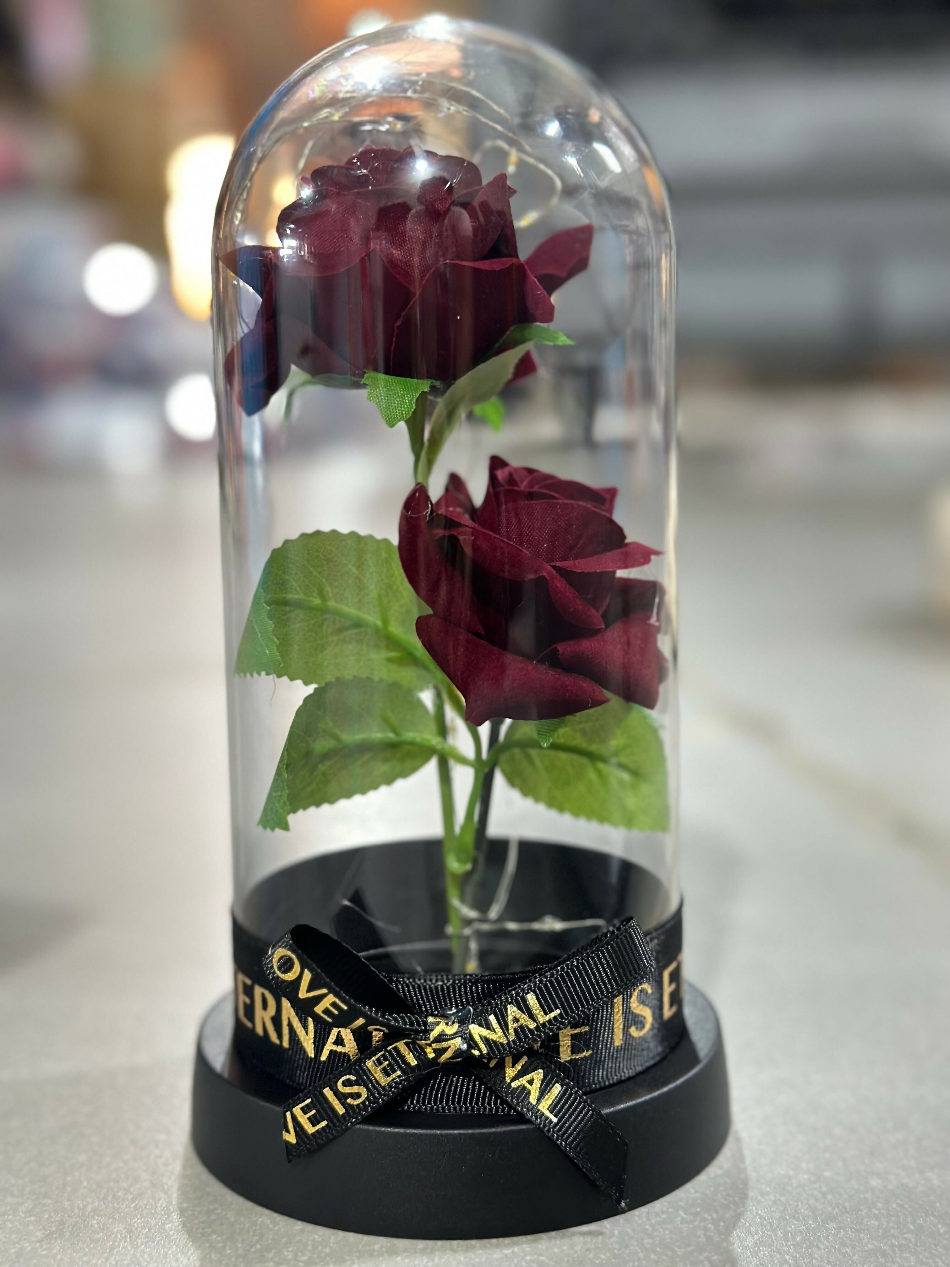 Eternal Red Rose with LED Fairy Lights in Glass Dome – Romantic Forever Flower Gift for Her, Valentine’s Day, Anniversary, Birthday, or Home Decoration