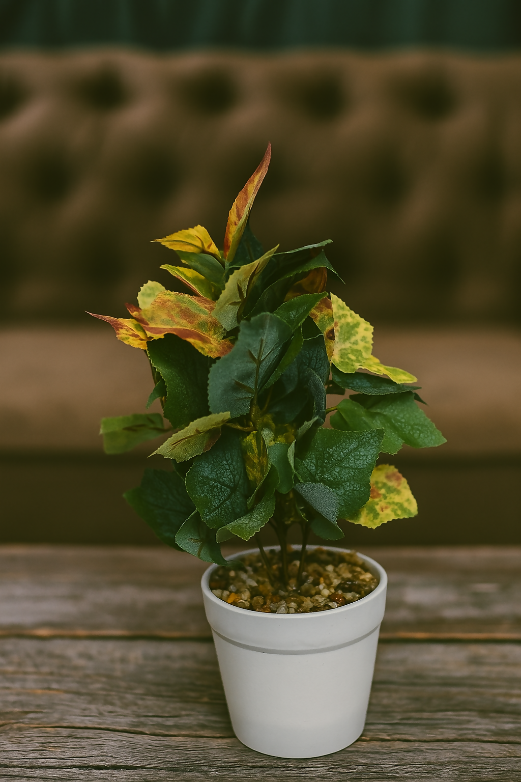 Autumn Glow Artificial Plant in White Pot – Multicolor Decorative Faux Leaf Arrangement for Home & Office Decor