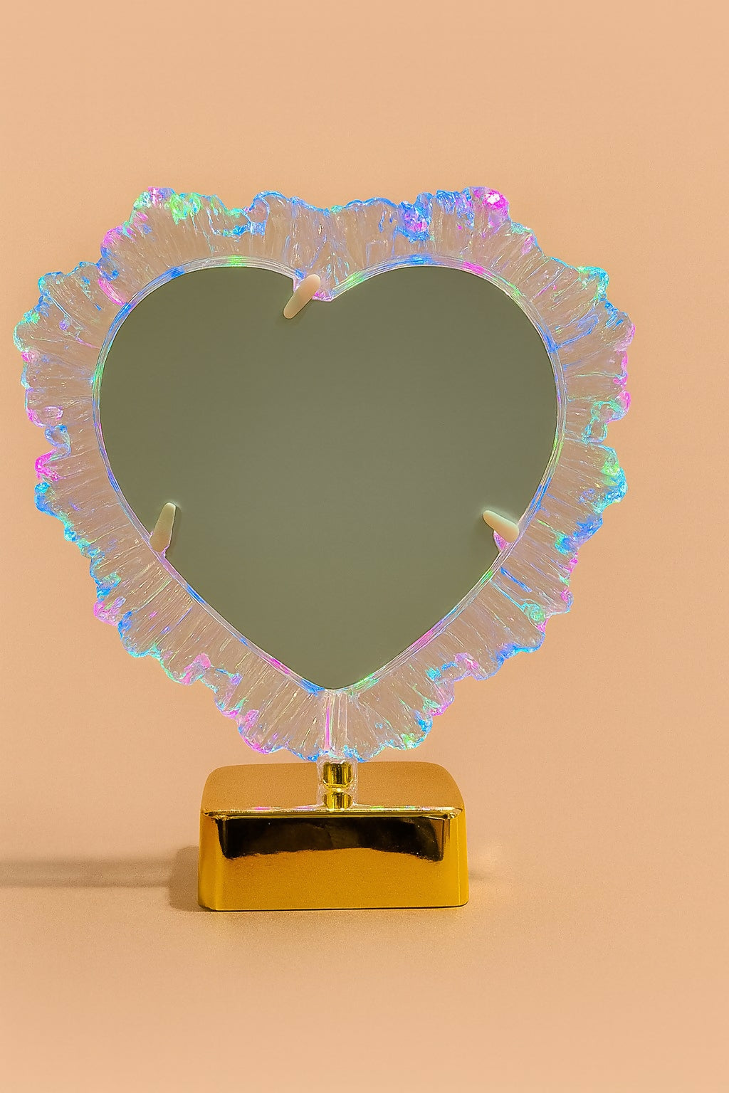 Romantic LED Crystal Heart Photo Frame with Golden Base | Personalized Wedding Anniversary Gift for Couples, Birthday, Valentine’s Day, Home Décor Night Lamp