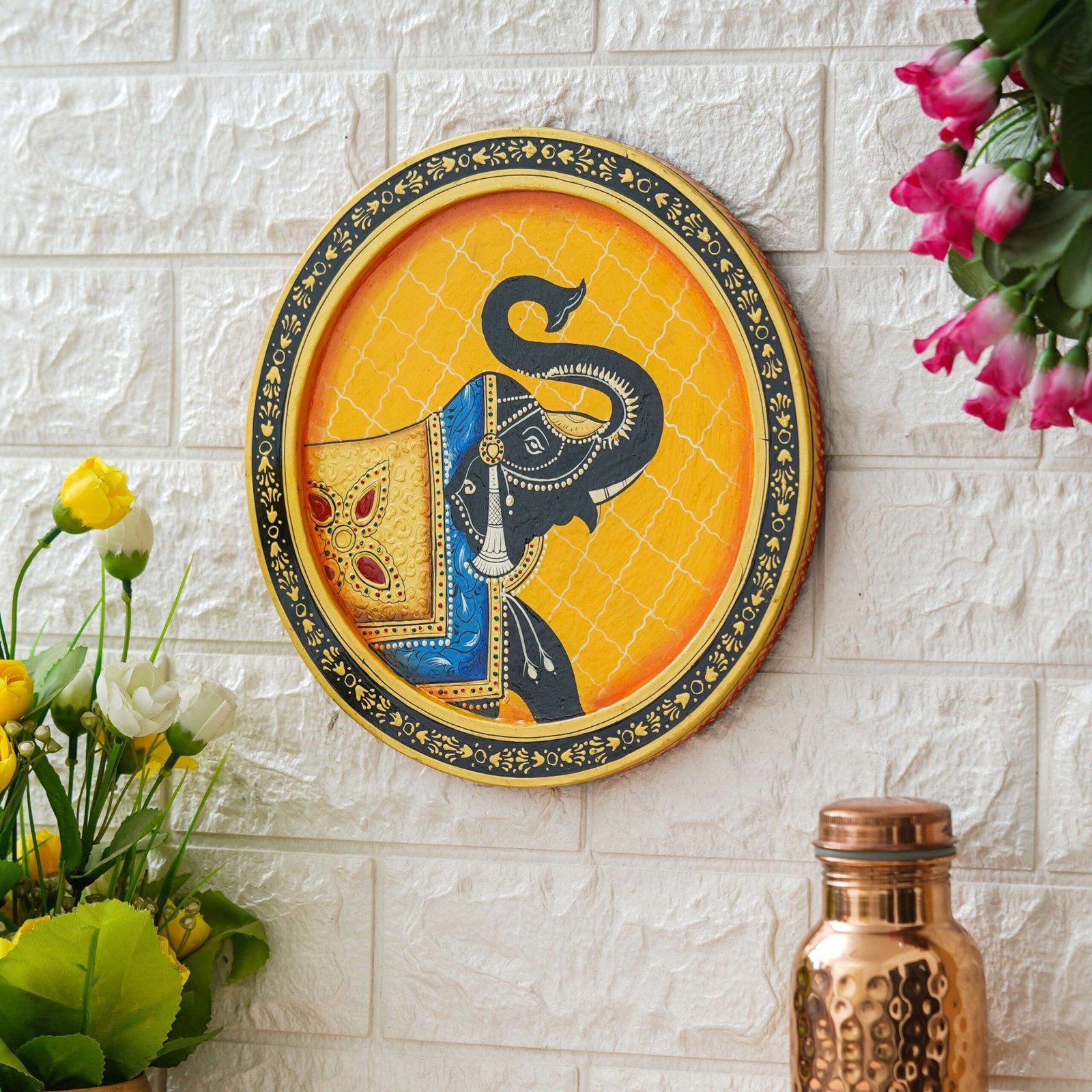 Unique Pichwai Elephant Painting for Home Decor , Colorful Pichwai Elephant Wall Art