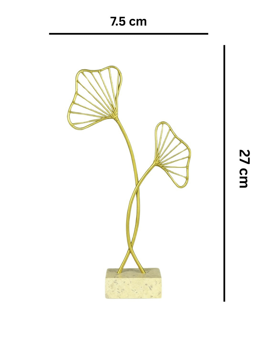 HOME DECOR Minimalist Golden Wire Leaf Table Decor – Modern Metal Sculpture with Stone Base