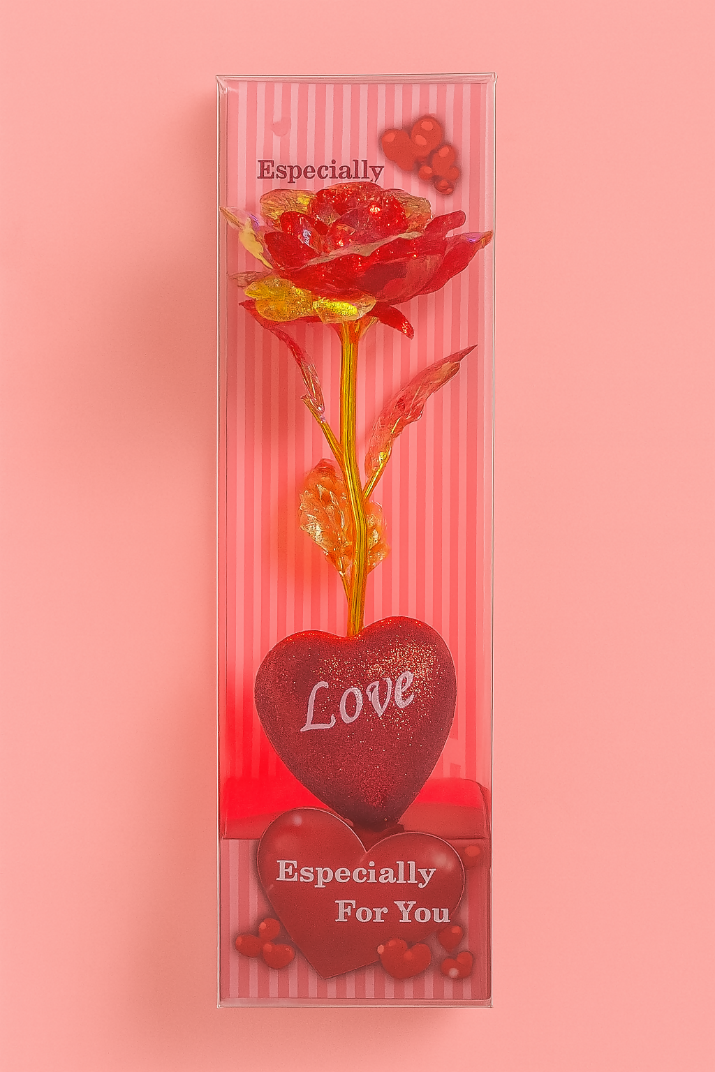 7 Pieces Artificial Golden Foil Rose with Love Heart Message Gift Set | Multicolor Decorative Roses in Transparent Box | Especially For You Valentine's Gift for Girlfriend, Wife, Anniversary, Birthday