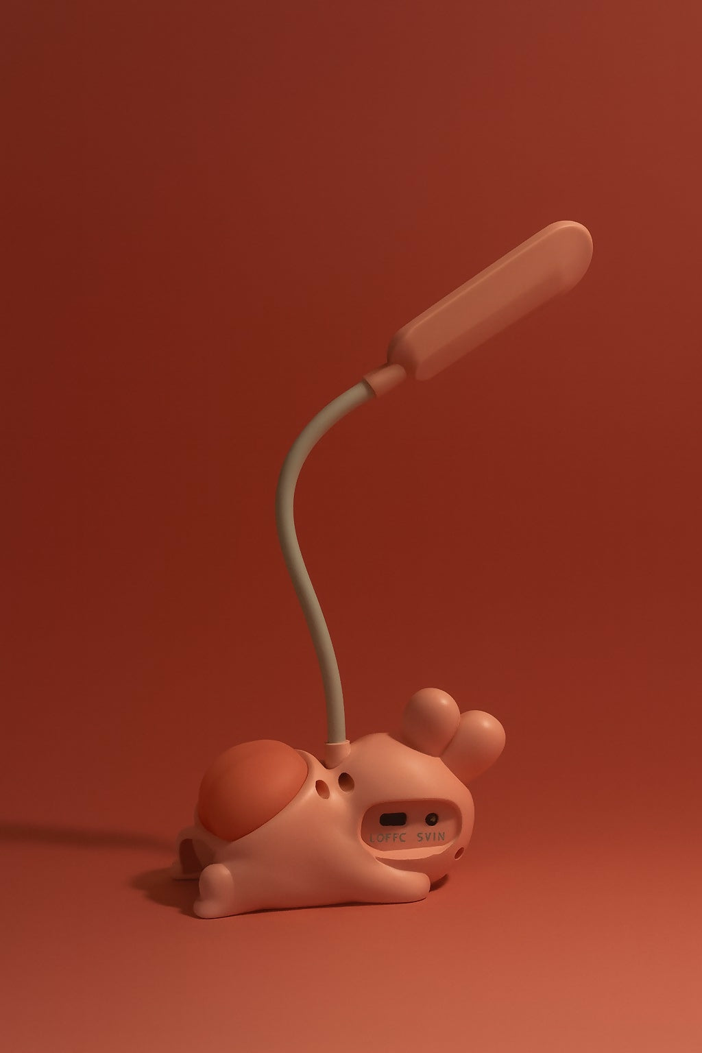 Cute Pink Lying Bunny LED Desk Lamp – USB Rechargeable Flexible Gooseneck Eye Protection Study Light for Kids, Bedside Night Lamp & Room Décor