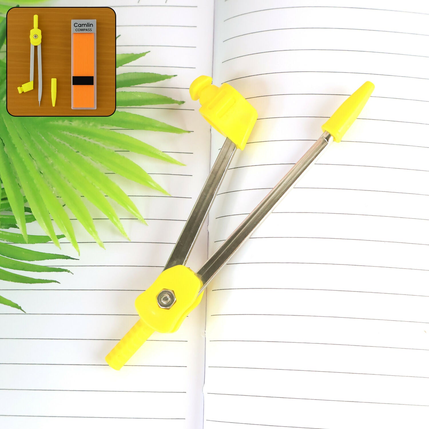 Camlin Compass – Durable Metal Body with Yellow Grip