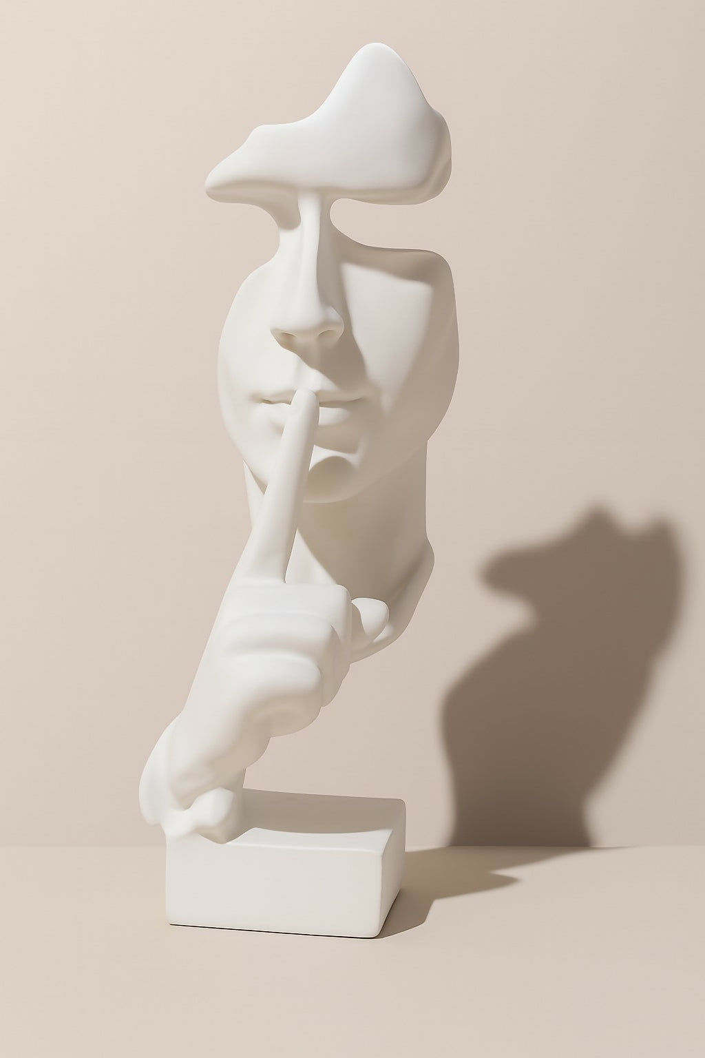 HOME DECOR Modern Abstract "Silence Face" Sculpture in White | Polyresin Decorative Showpiece for Home, Office, Living Room, Study Table & Gifting