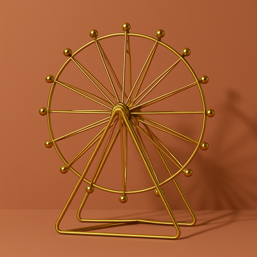 HOME DECOR Modern Minimalist Rotating Iron Wheel Tabletop Sculpture