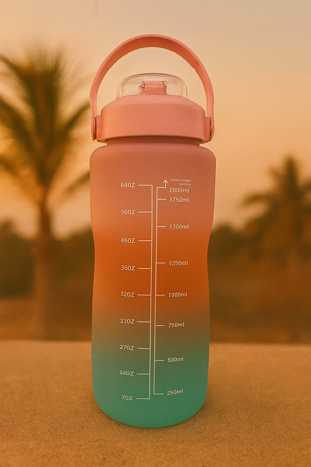 GlowSip Coral Gradient Water Bottle Set – 3-Pack (300ml–1L) with Time Markers & Inspirational Reminders – BPA-Free Leakproof Hydration Bottles