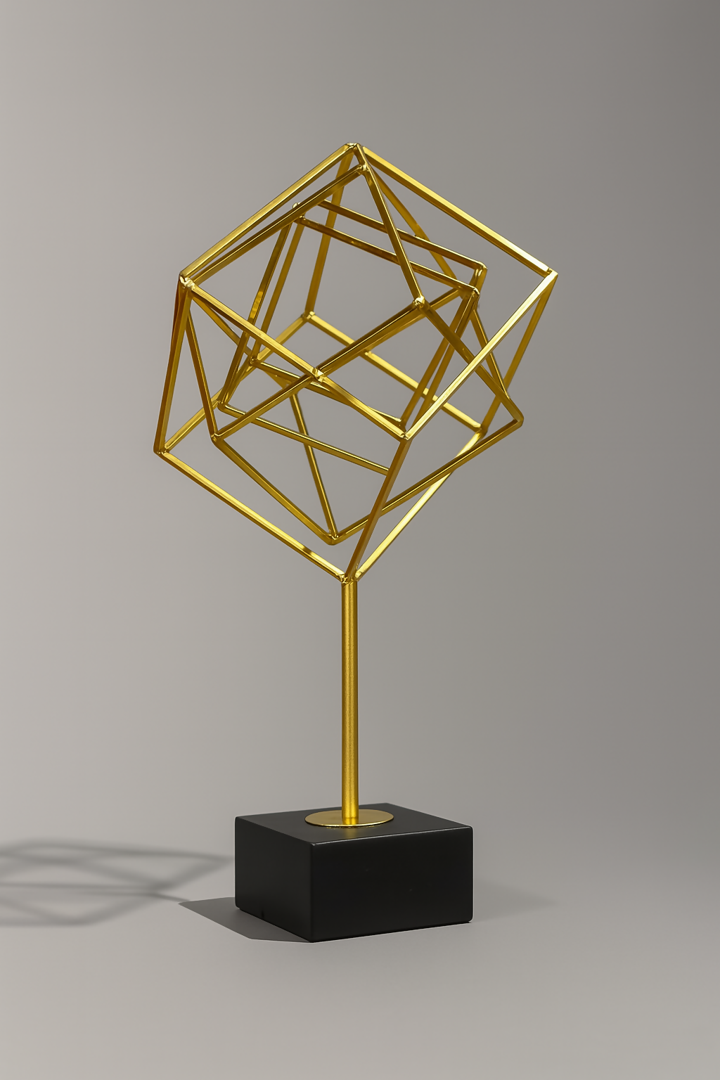 HOME DECOR Golden Geometric Metal Sculpture Showpiece
