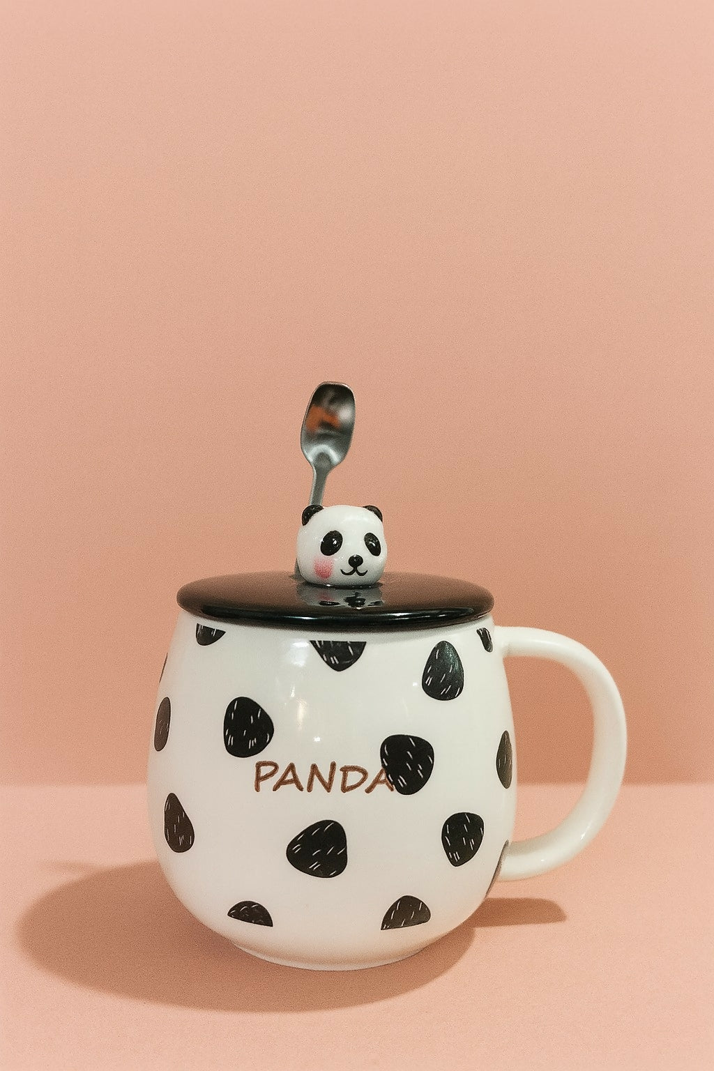 Cute Panda Ceramic Mug with Lid & Spoon | Cartoon Panda Coffee & Tea Cup | Large Capacity Milk Mug with Crown Panda Print | Gift Mug for Kids, Women & Panda Lovers