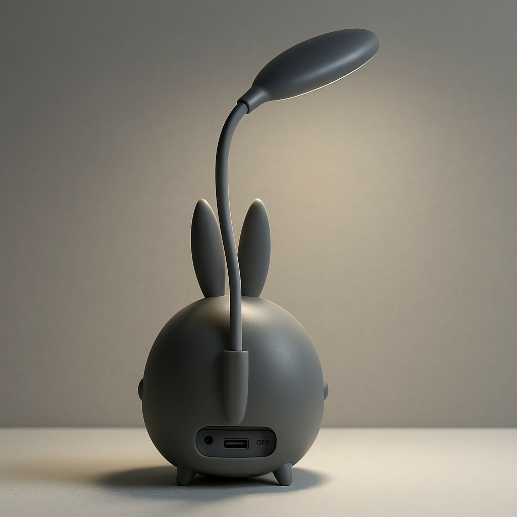 Cute Bunny Shaped LED Desk Lamp with Adjustable Neck – Adorable Cartoon Night Light for Kids, Study, and Home Décor – Soft Warm Light, USB Rechargeable, Eye Protection