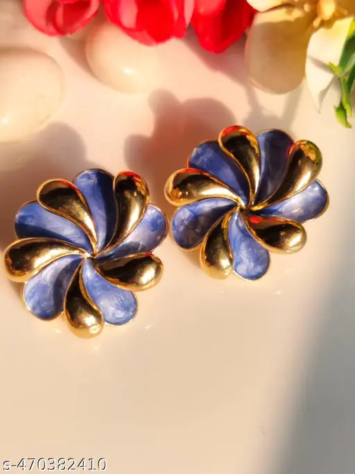 Partywear Goldplated Studs with Different Colour Stonework