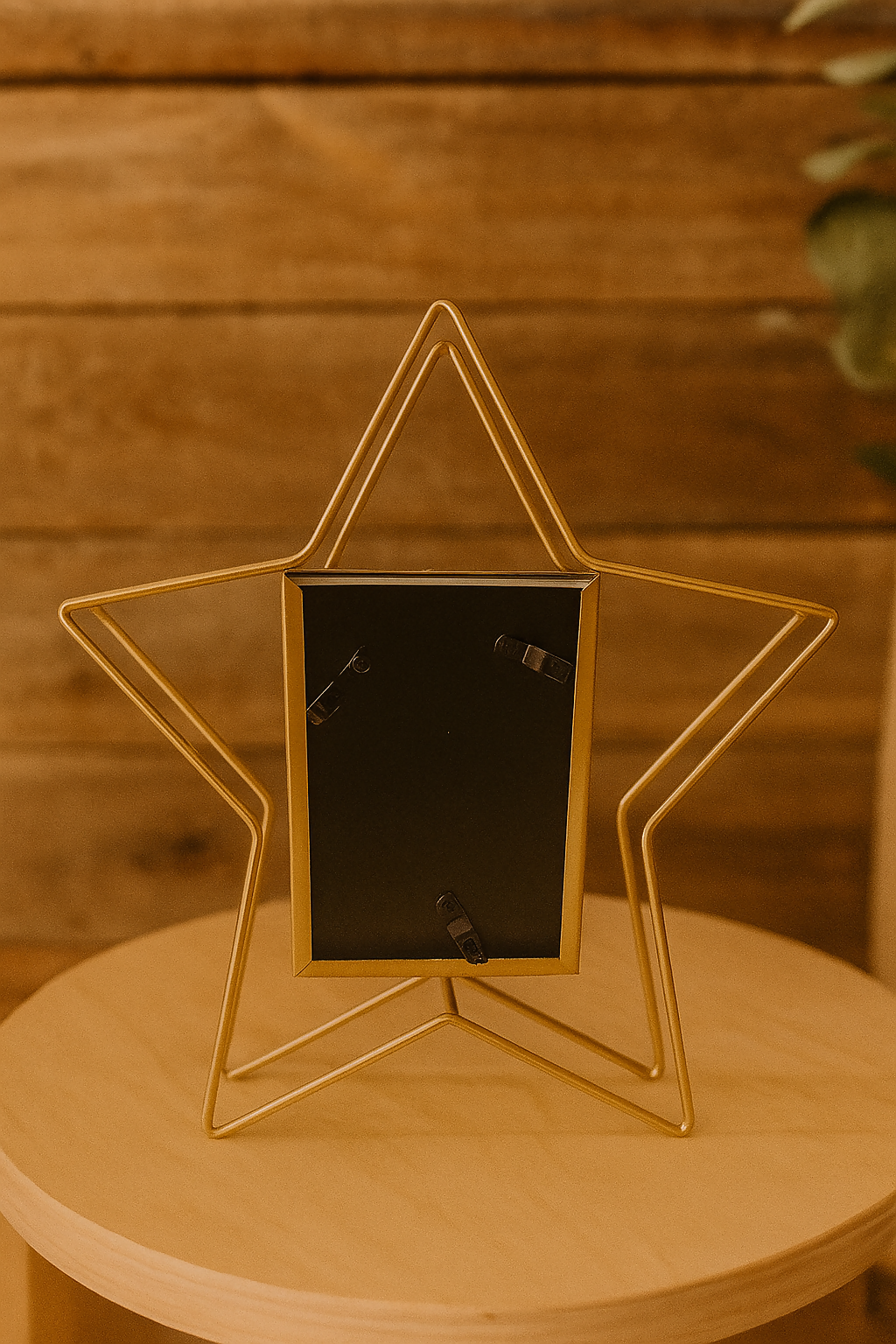 Gold Star-Shaped Metal Photo Frame – Decorative Tabletop Picture Frame for 4x6 Inch Photos, Modern Geometric Star Design for Home, Bedroom, Living Room, or Gift Decor – Sweet Love Warm Heart Quote Insert
