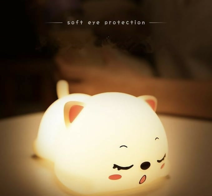 Cute Dog-Shaped Silicone Night Light for Kids – Soft Touch LED Bedside Lamp with Warm Glow – Rechargeable Animal Night Lamp for Baby Room, Nursery, Bedroom or Desk Decor