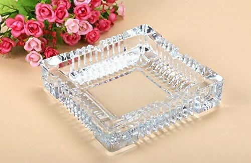 Luxury Glass Ashtray Glass Square Ashtrays for, Home, Office and Deck Decoration Crystal Clear Glass Ashtray for Cigarette,This Smocking Tray is Big Enough and Premium in Quality