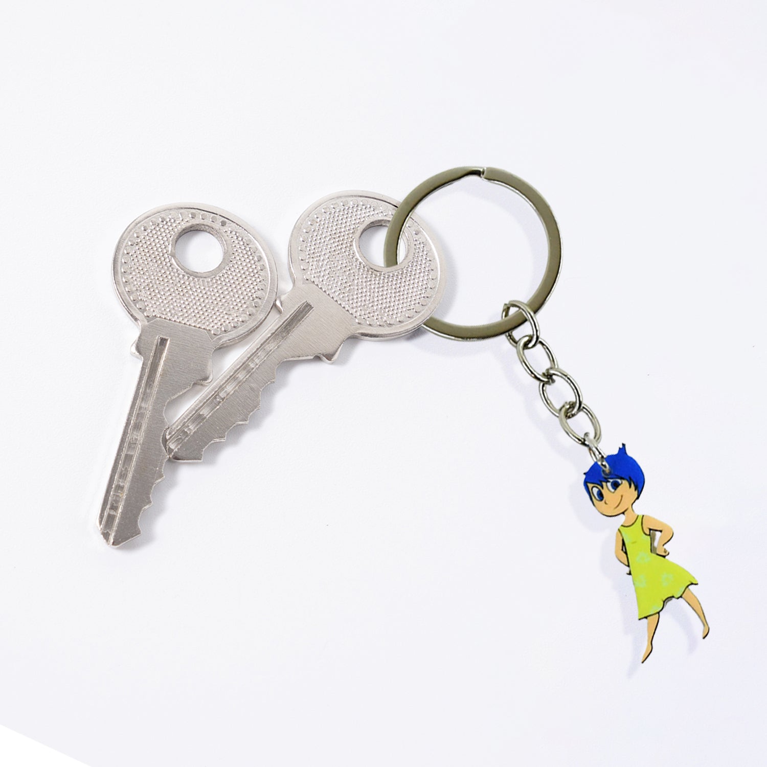 Cartoon Character Soft PVC Keychain with Haired Girl Design (1 Pc)