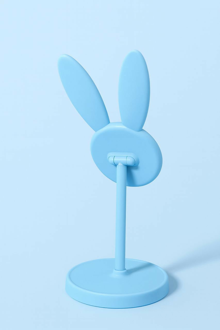 Cute Bunny Ear Design Mobile Phone Stand Holder – Adjustable Desk Mount for Smartphones, Tablets, and E-Readers – Sturdy & Stable Base with Non-Slip Pads – Lightweight Portable Stand for Home, Office & Study Table – Blue Color
