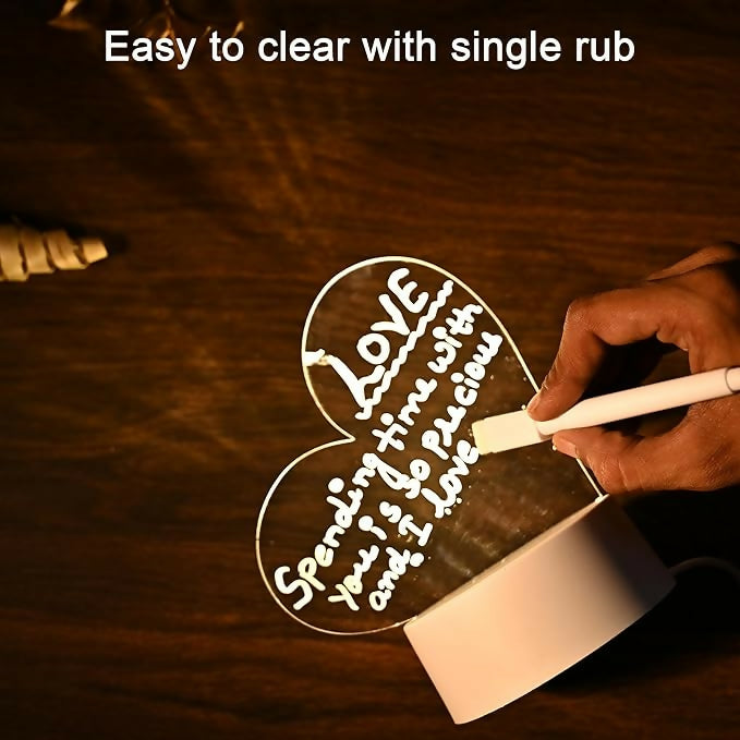 "Personalized LED Acrylic Message Board Lamp with Love Note Design – USB Rechargeable Night Light with Pen for Writing Custom Messages, Ideal for Anniversary, Valentine's Day, or Bedroom Decor