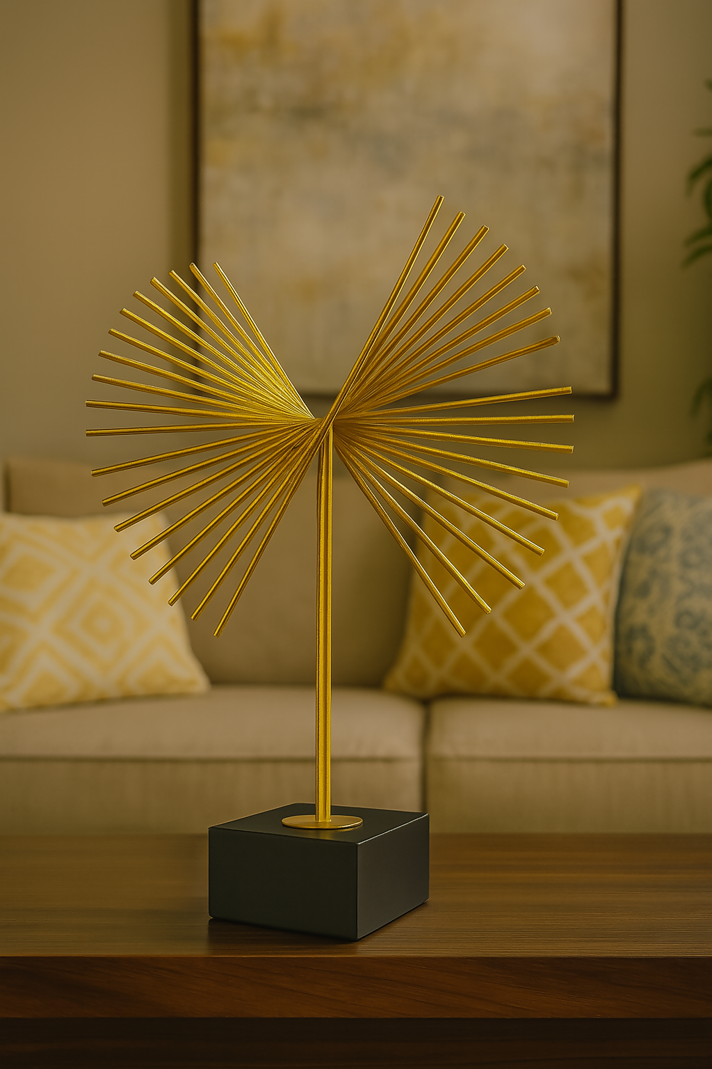 HOME DECOR Golden Abstract Metal Spiral Sculpture Showpiece for Home & Office Decor