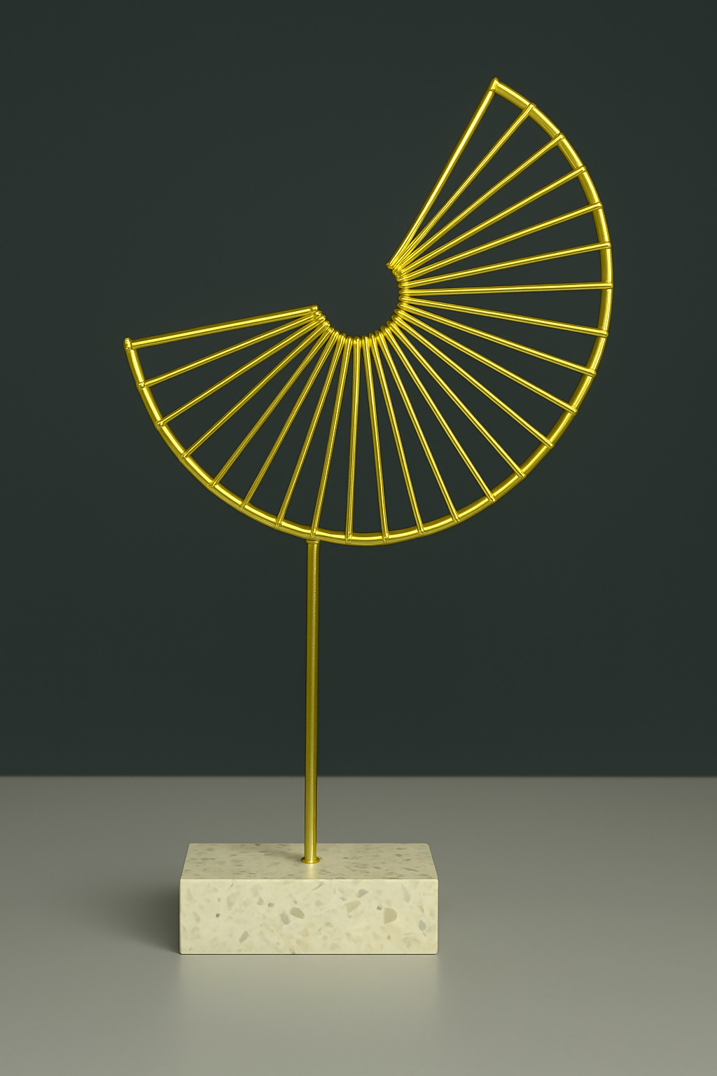 HOME DECOR Modern Abstract Golden Wire Sculpture with Stone Base – Minimalist Table Decor