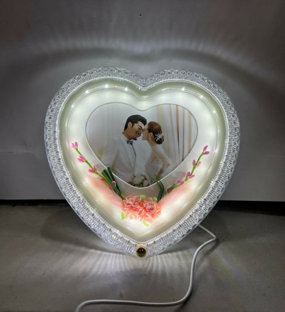 Heart Shape LED Photo Frame Lamp | Romantic Night Light with Customized Picture | Decorative Table Lamp for Bedroom, Couple Gift, Wedding, Anniversary & Valentine’s Day Special Present