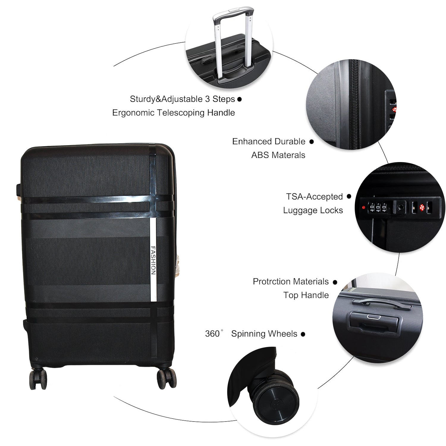 Mix Color Hard-Shell Luggage Trolley 4-Pc (set)