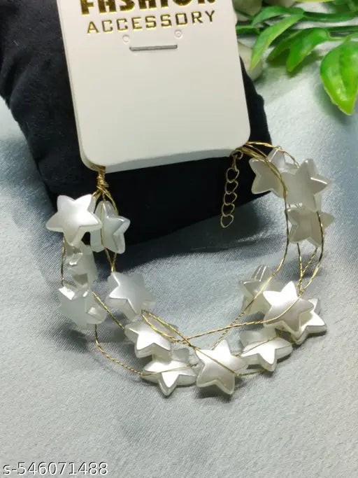 Pearl White Coloured Star Shaped Adjustable Partywear Bracelet