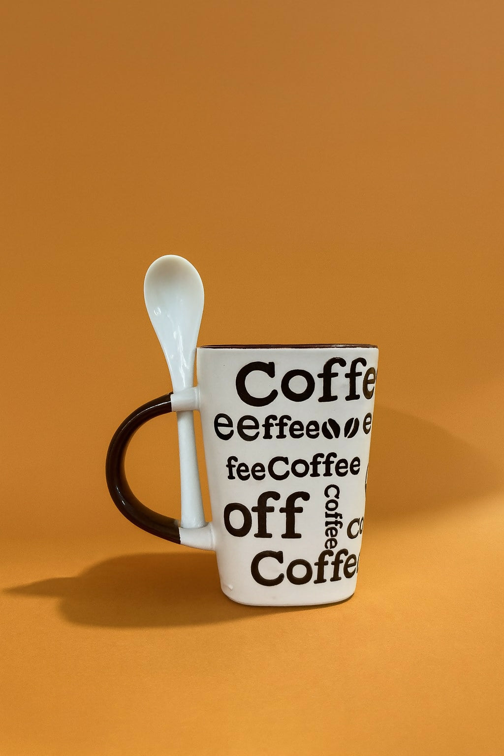 Ceramic Coffee Mug with Spoon – Stylish Printed Tea & Coffee Cup with Handle Holder Spoon | Microwave & Dishwasher Safe Mug for Home, Office & Gifting