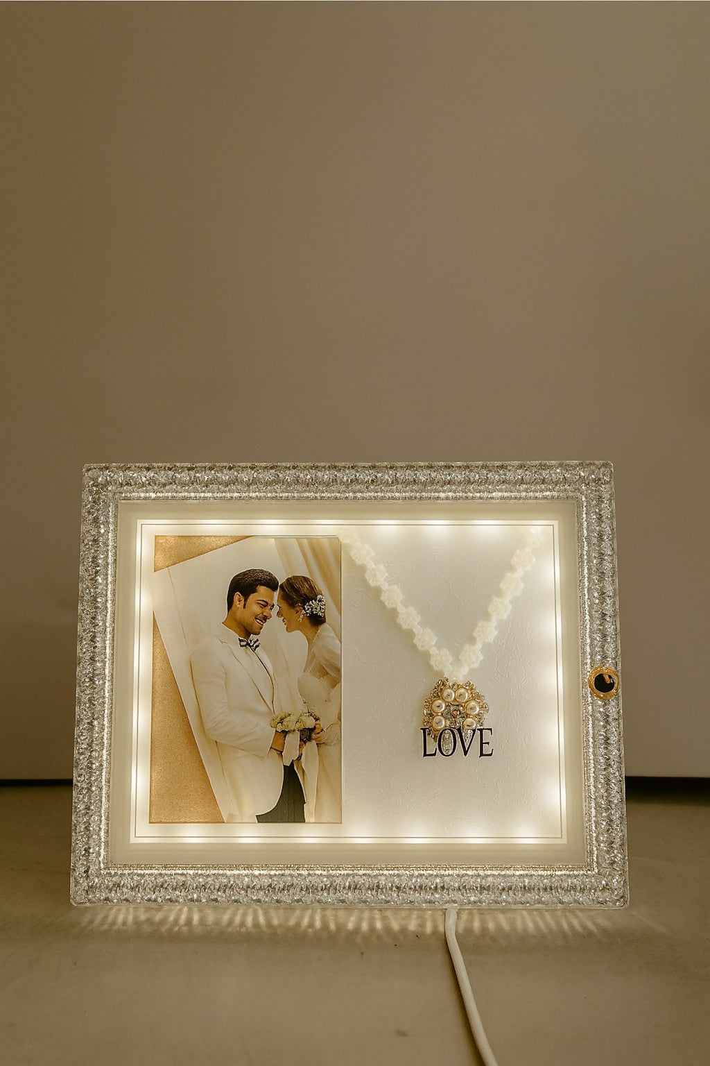 Square LED Photo Frame Lamp with Love Design | Romantic Couple Night Light with Customized Picture | Wedding Anniversary Valentine Gift Decorative Table Lamp for Bedroom & Home Décor