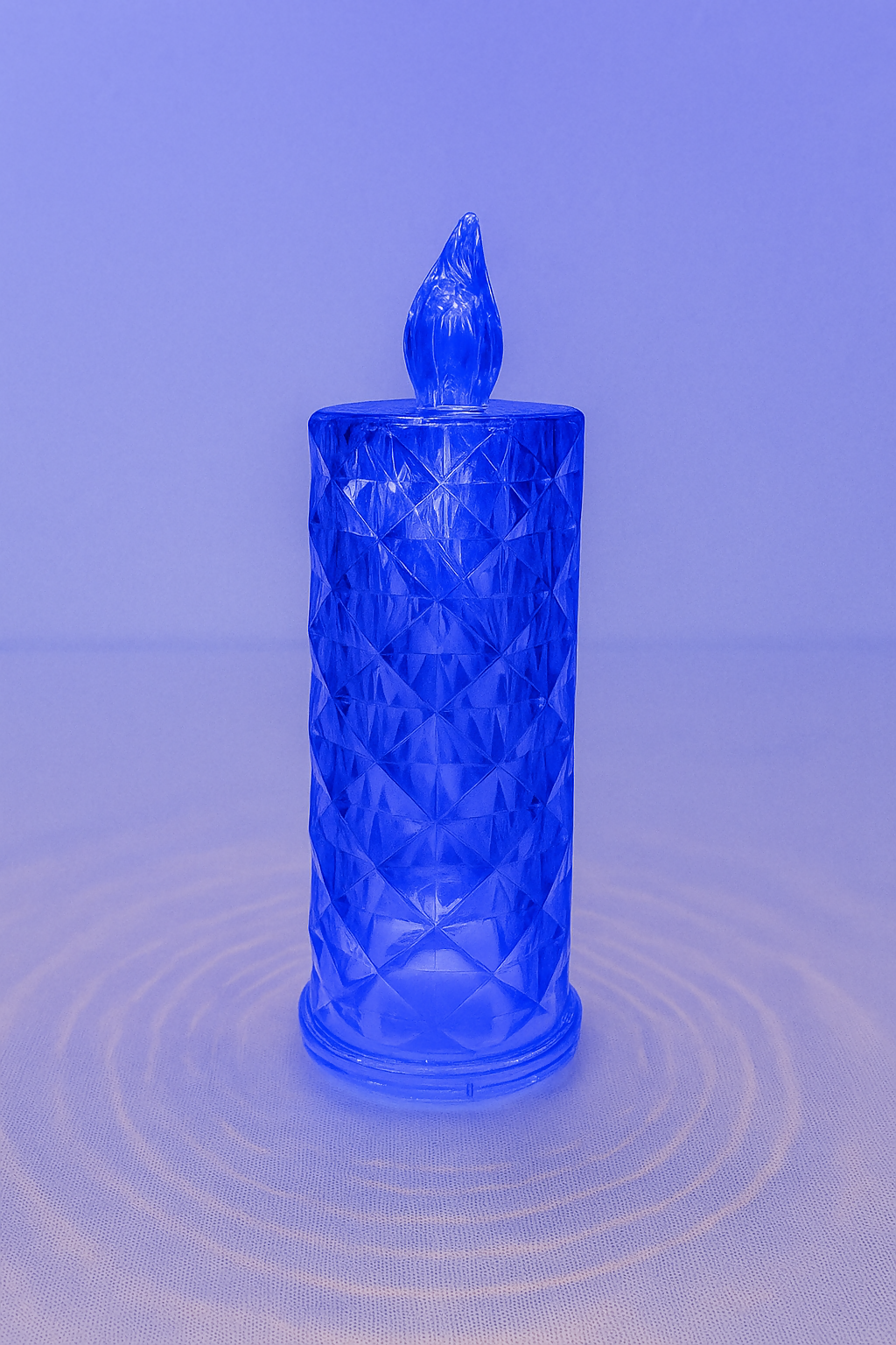 Elegant blue Crystal-Textured LED Candle Lamp with Flame Tip – Battery Operated Decorative Light for Home Décor, Romantic Ambience, Festivals, and Gifts – Safe Flameless Glow for Bedroom or Living Room