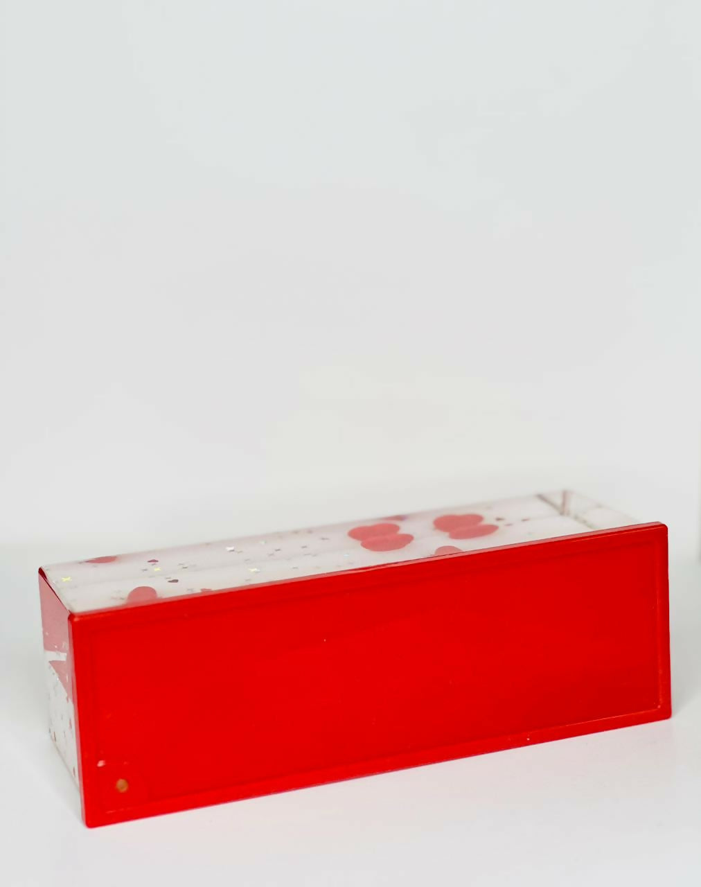 Frosted Hearts Dream Dome Acrylic Liquid Motion Teddy Love Sign Block | Valentine's Day Gift | Romantic Desk Showpiece | Clear Decorative Display with Floating Glitter