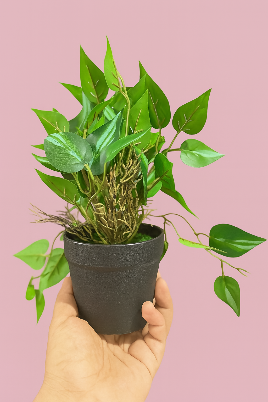 Artificial Green Money Plant with Black Pot | Decorative Faux Leaf Indoor Plant for Home, Office, Living Room, Tabletop & Gift – Realistic Looking Eco-Friendly Plant Décor