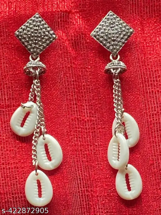 Oxidised Latest Shells Design Long Earrings For Women And Girls