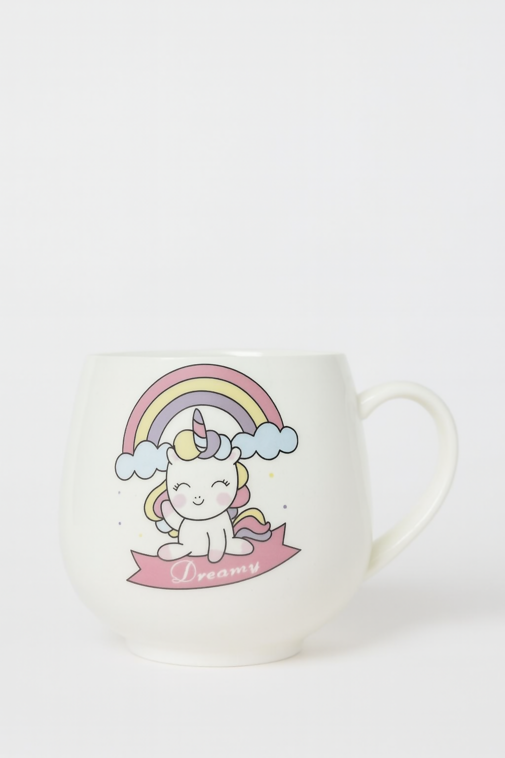 Dreamy Unicorn Coffee Mug with Rainbow & Clouds Print | Cute Ceramic Milk Mug for Kids, Girls, Birthday Gift & Office Desk | Large Capacity Tea Cup with Pastel Pink Background | Fun Cartoon Design