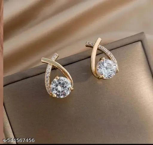 Goldplated Partywear Small Studs With Stones