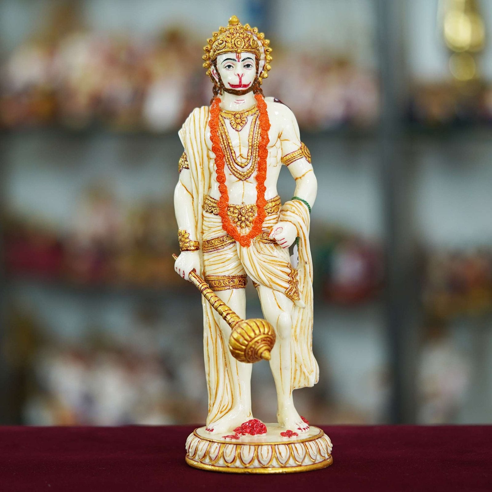 Marble Handmade Hanuman Ji Idol For Home Decor Decorations For Living Room Handcrafted Showpiece For Decor ( 10 INCHES HEIGHT )