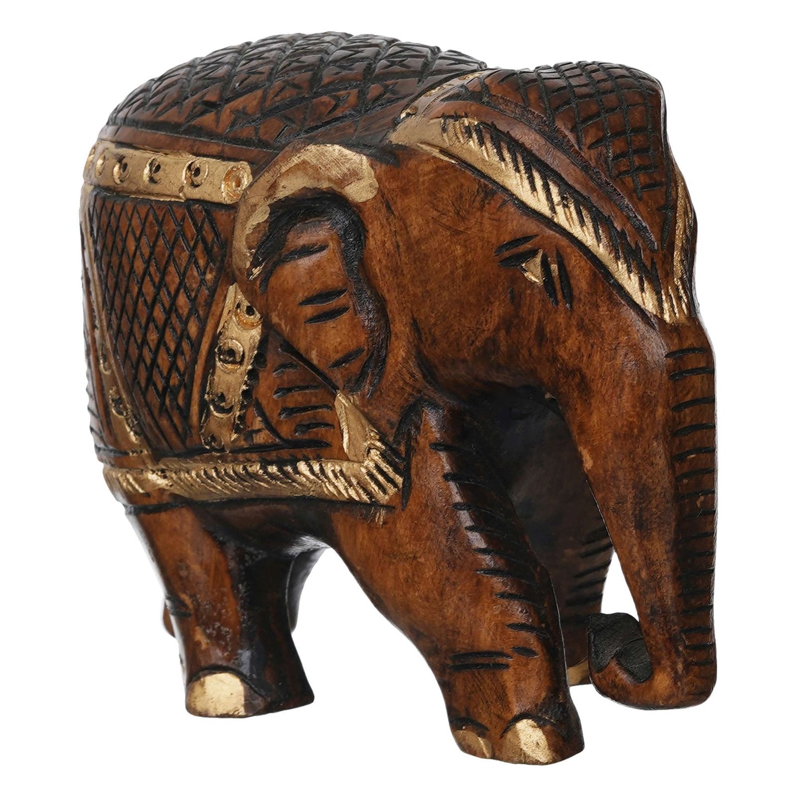 Rajasthani Tribal Handmade Brown " Elephant " Figured Wooden Statue Antique Design Elephant for Showpiece with Brown Colour-1