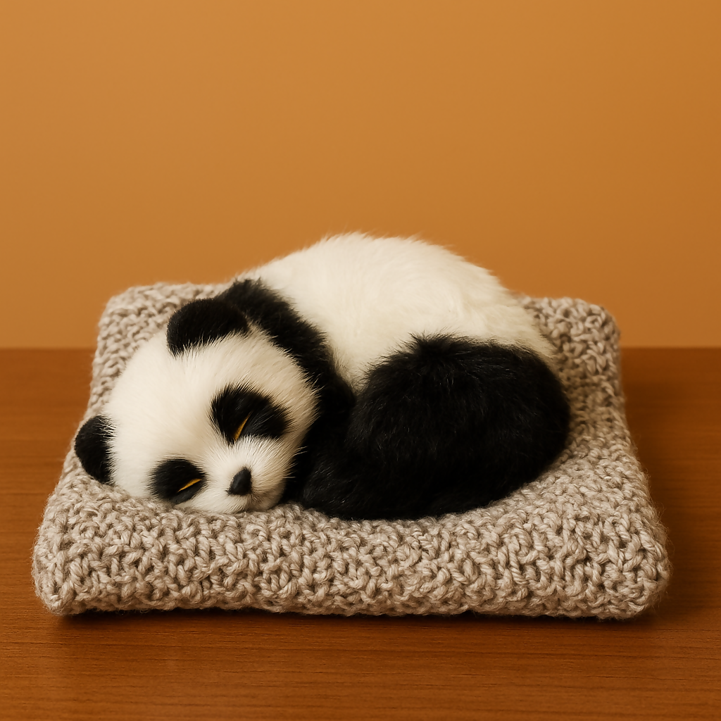 Ultra-Realistic Sleeping Panda Plush Toy on Soft Knitted Cushion – Lifelike Stuffed Animal Décor – Perfect Gift for Kids & Adults – Cute Panda Nap Doll for Home, Office, or Bedroom Display