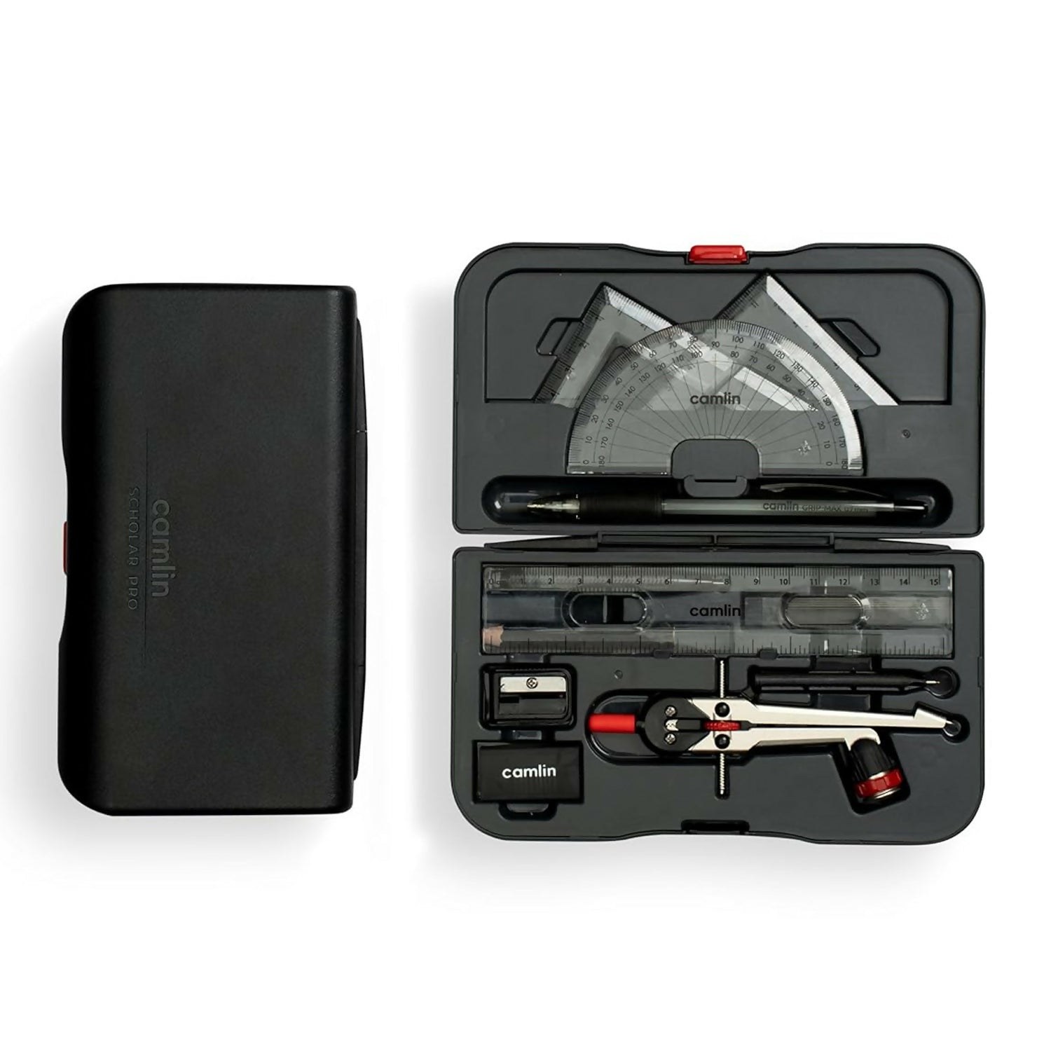 Camlin Scholar Pro Geometry Box – 12-Piece Maths Drawing Instruments Set