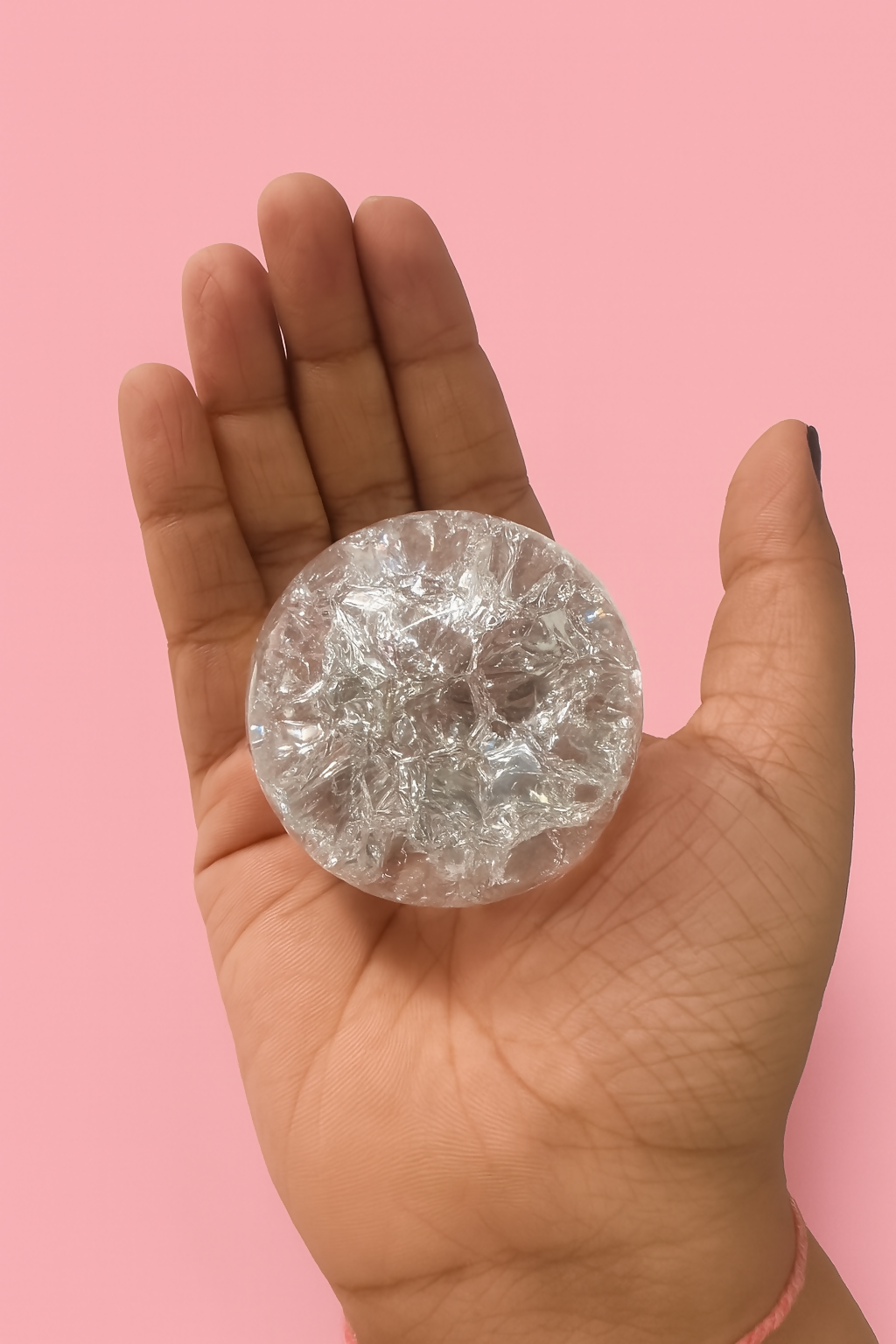 Clear Crackle Crystal Glass Ball for Home Decor | Feng Shui Vastu Energy Sphere | Transparent Crystal Orb Showpiece for Tabletop or Office