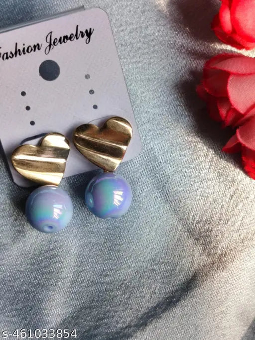 Western Small Heartshaped Studs With Different Colour Pearls