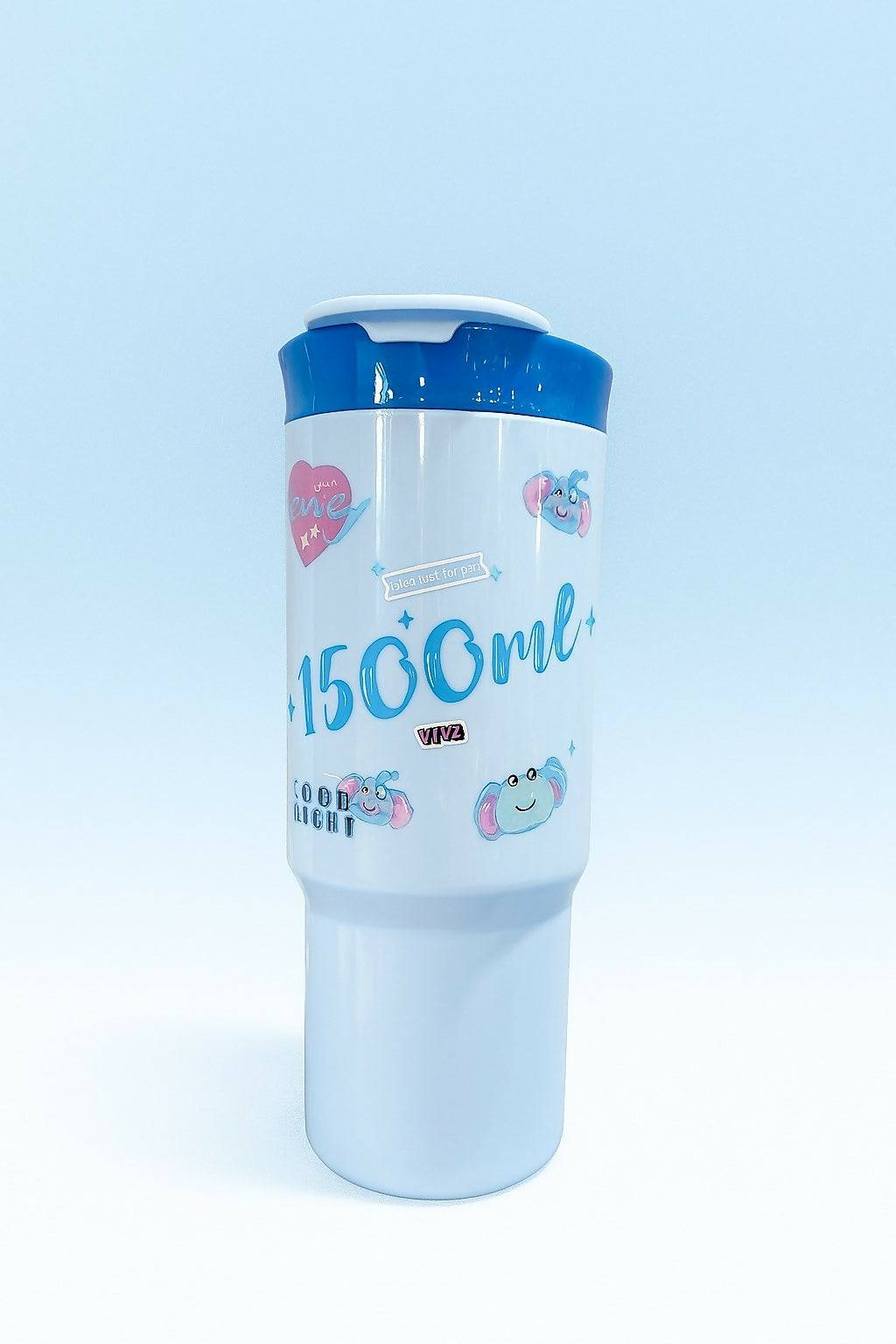 Set of 3 Blue Cartoon Water Bottles for Kids – Leak-Proof BPA-Free Plastic Sipper Bottles with Flip Lid & Cute Animal Prints (1500ml, 800ml, 500ml)