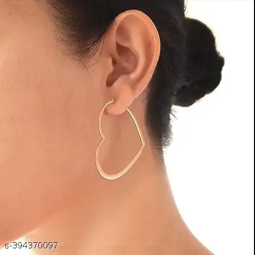 Heart Shape Light-Weight Rose Gold Hoop Earrings for Women and Girl